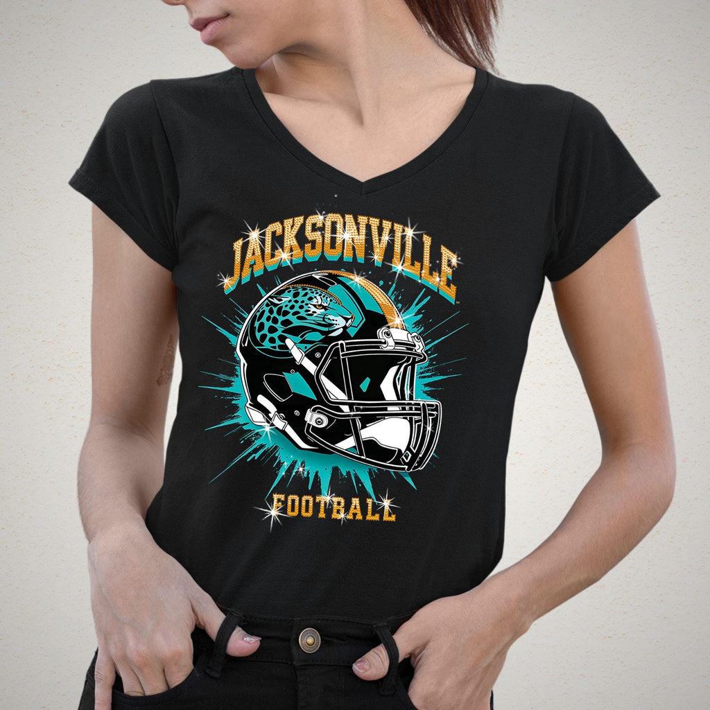 Jacksonville Rhinestone Bling Football T-Shirt: Game Day Tee DTF and Rhinestone Mix