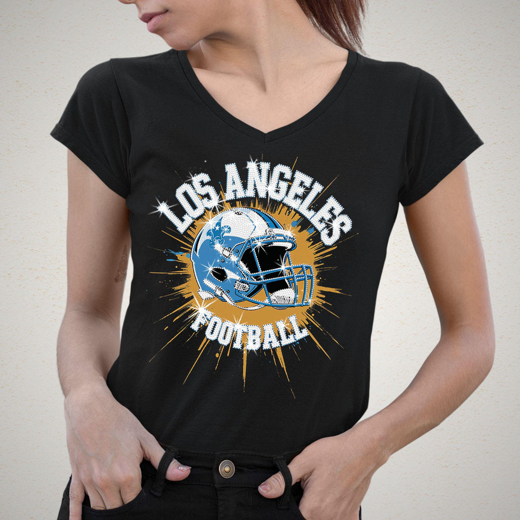 Los Angeles Football Rhinestone Shirt: Sparkly DTF Tee, LA Tailgate Outfit DTF Rhinestone Mix