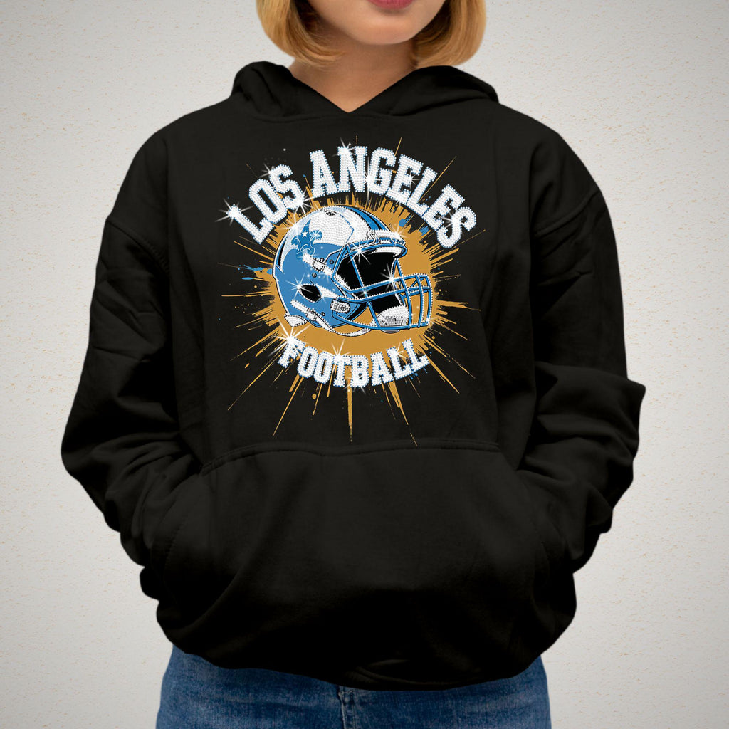 Los Angeles Football Rhinestone Shirt: Sparkly DTF Tee, LA Tailgate Outfit DTF Rhinestone Mix