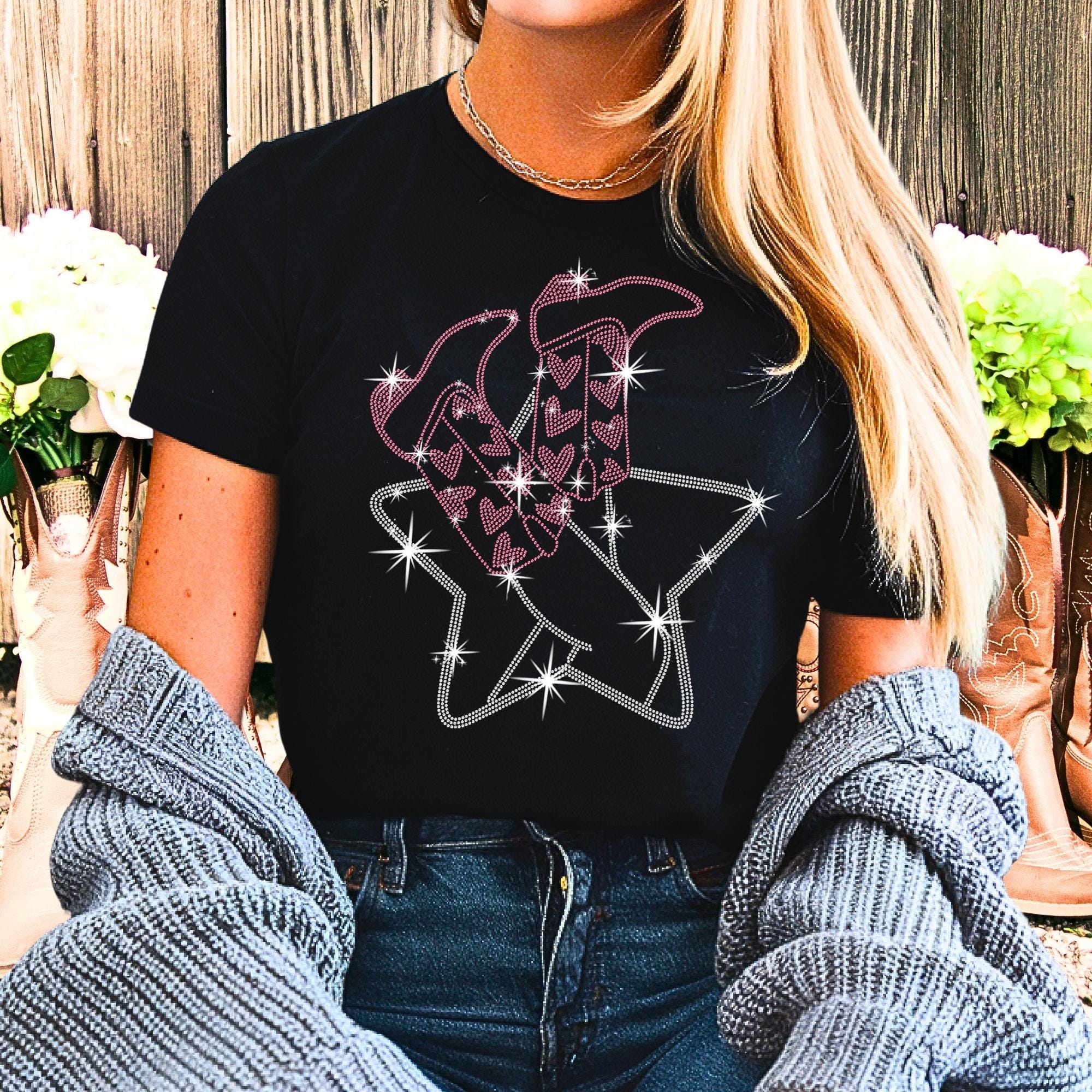 Rhinestone Cowgirl Boots T-Shirt: Sparkly Western Bachelorette Party