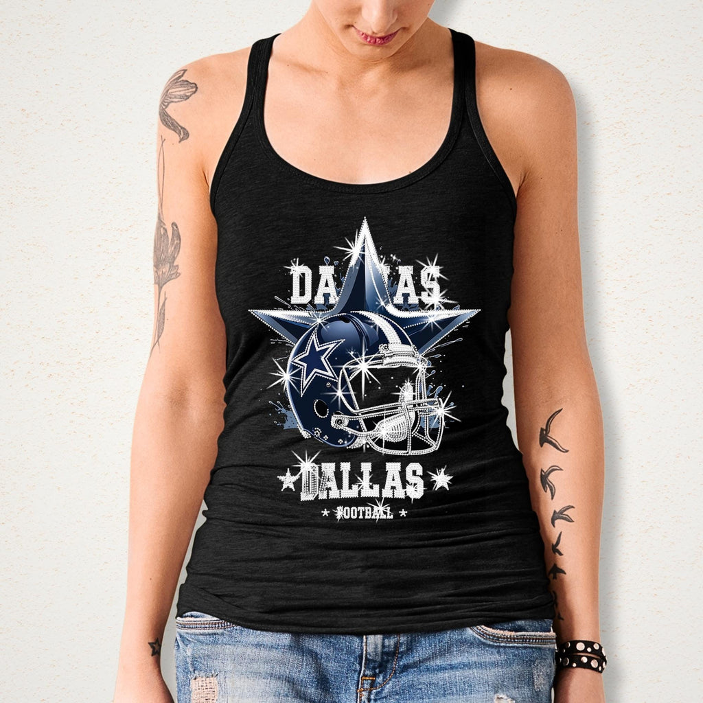 Dallas Sparkly Rhinestone Football Shirt: Game Day Bling DTF Rhinestone Mix