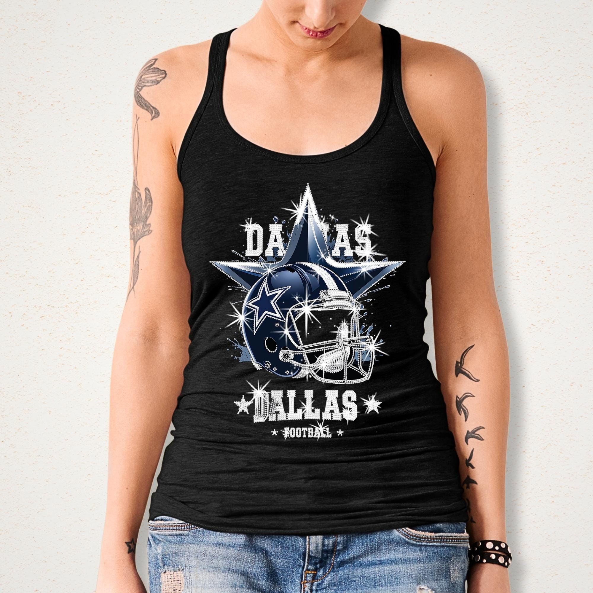 Dallas Sparkly Rhinestone Football Shirt: Game Day Bling DTF Rhinestone Mix