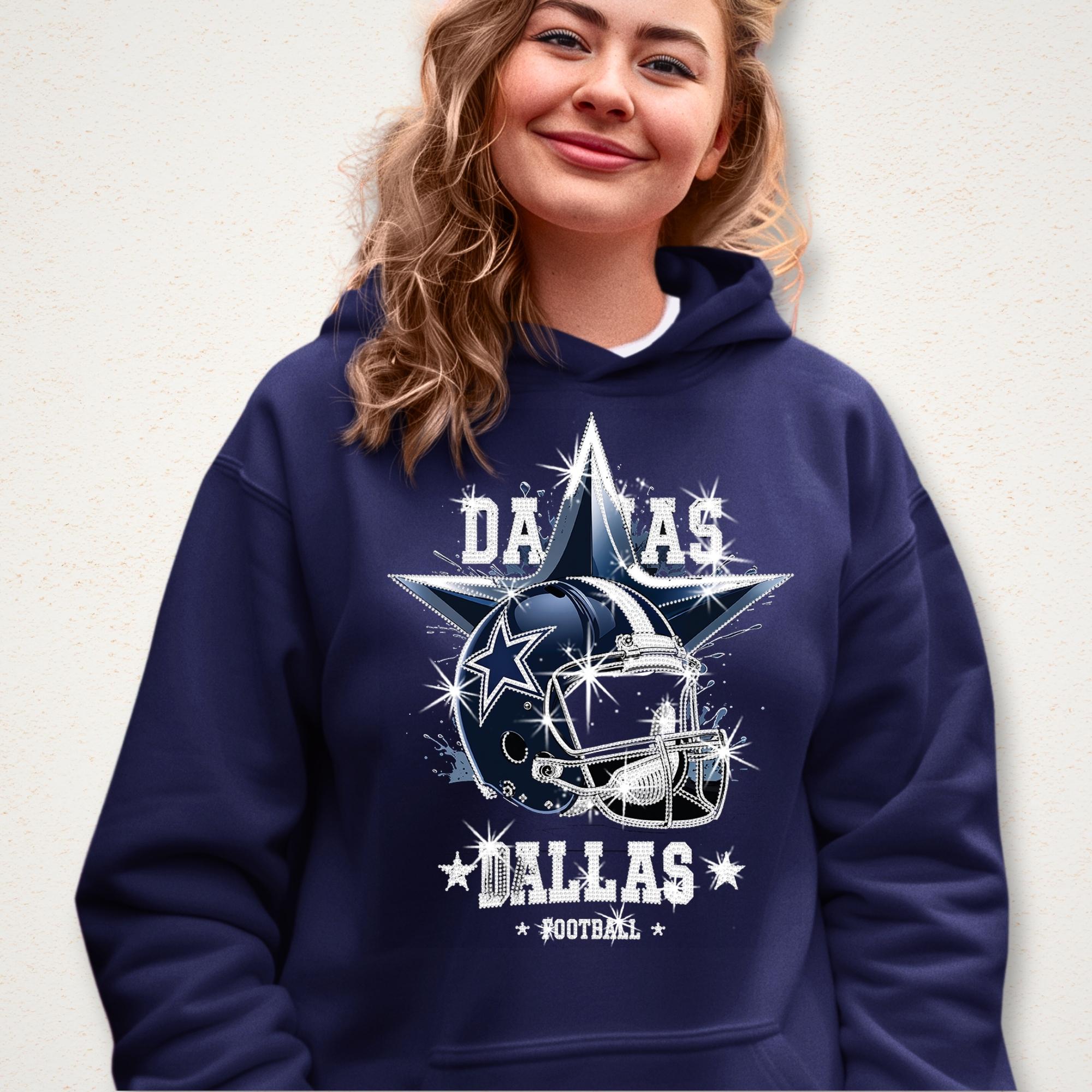 Dallas Sparkly Rhinestone Football Shirt: Game Day Bling DTF Rhinestone Mix