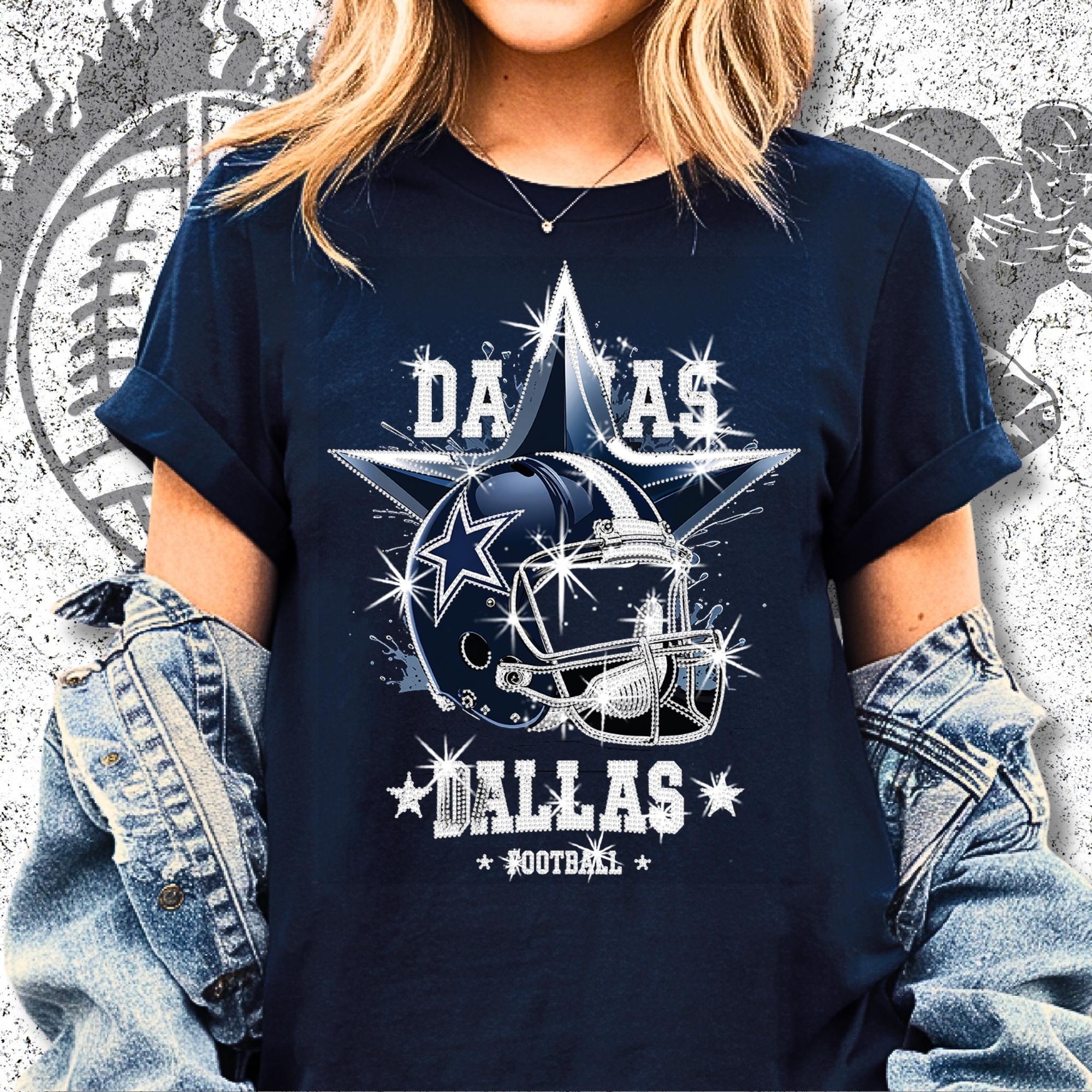 Dallas Sparkly Rhinestone Football Shirt: Game Day Bling DTF Rhinestone Mix Main image