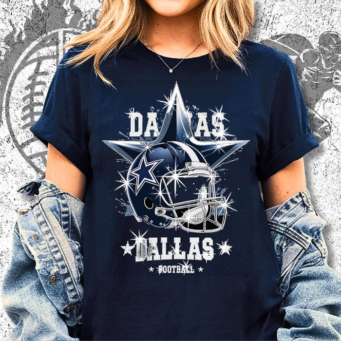Dallas Sparkly Rhinestone Football Shirt: Game Day Bling DTF Rhinestone Mix