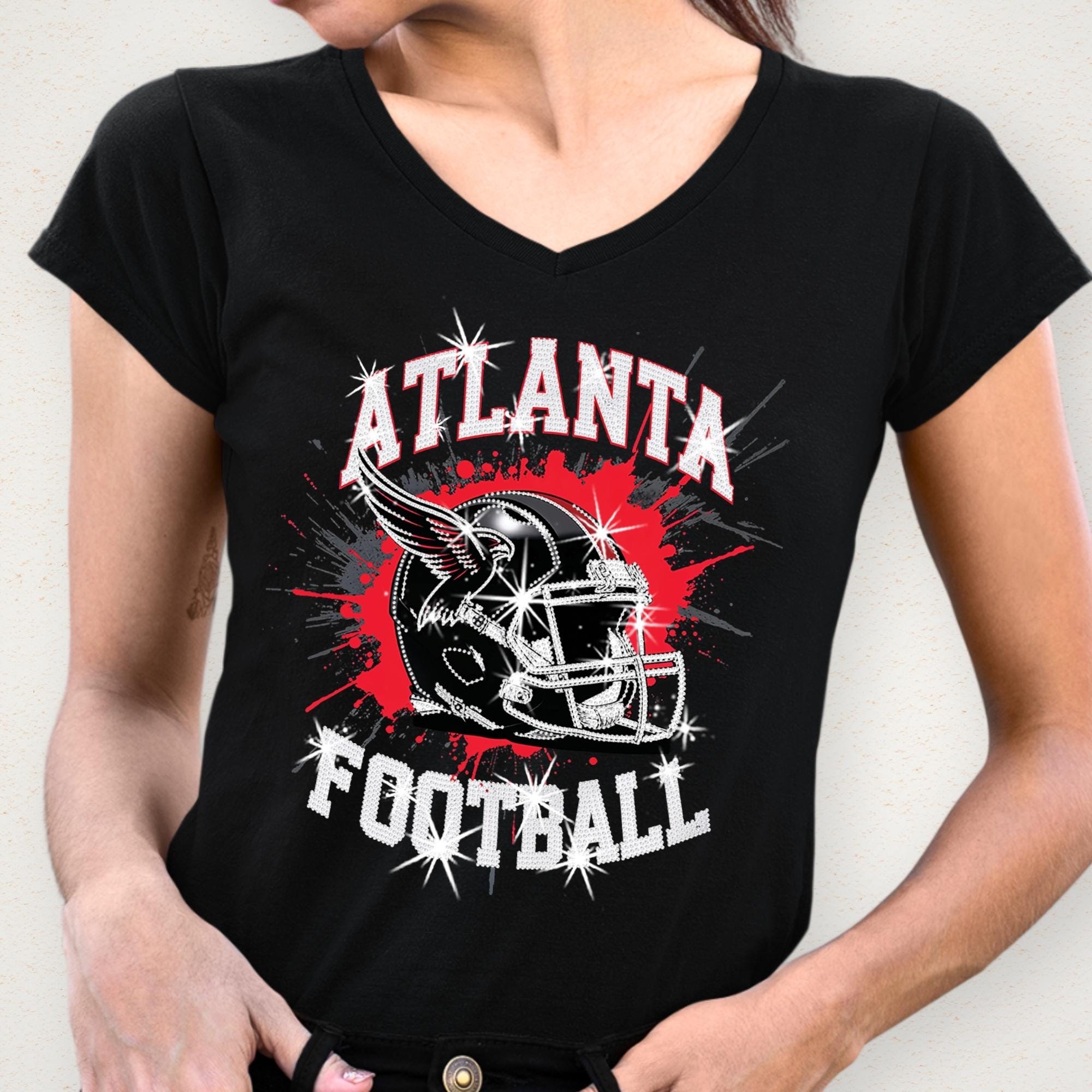 Atlanta Football Rhinestone T-Shirt: Game Day Bling Tee DTF Rhinestone Mix