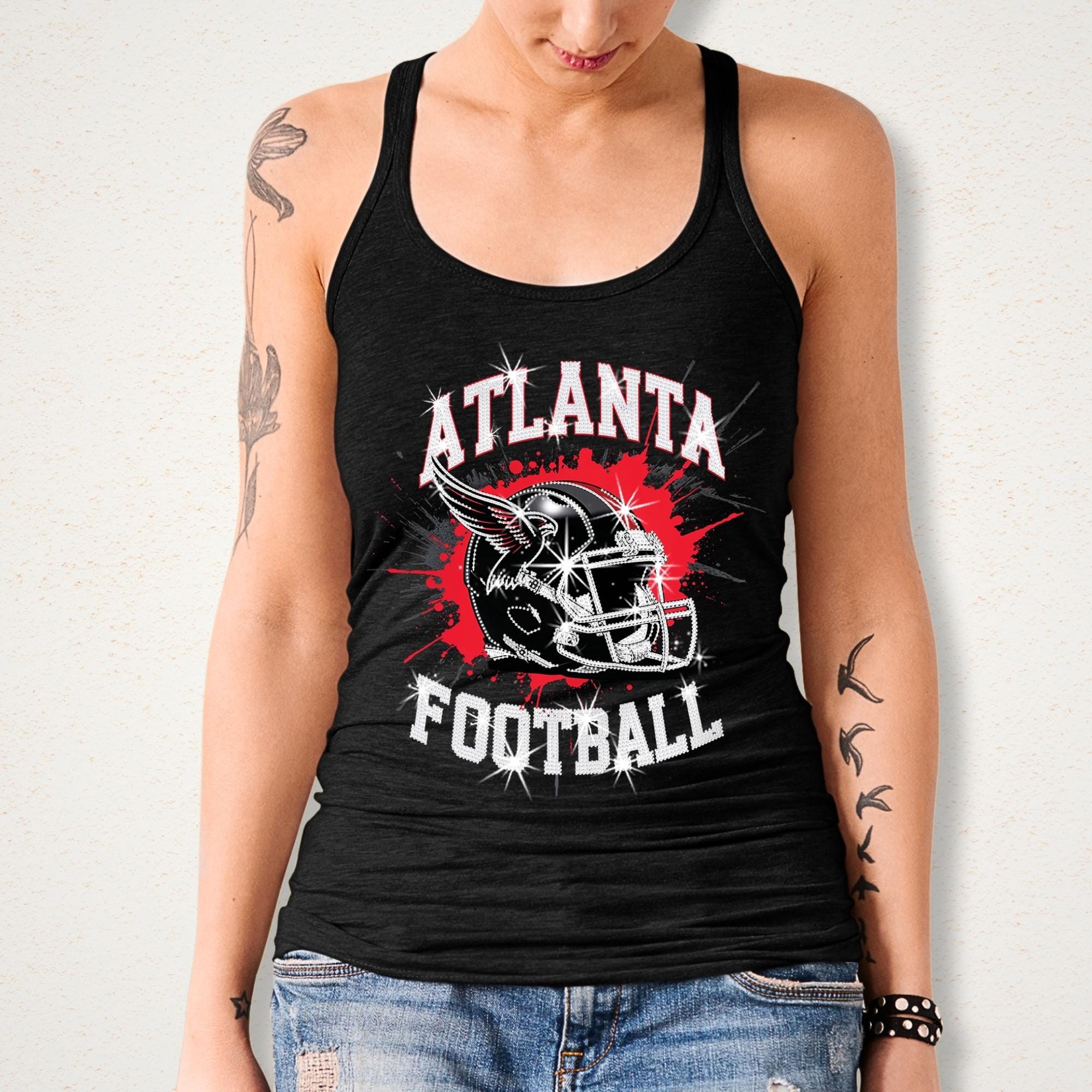 Atlanta Football Rhinestone T-Shirt: Game Day Bling Tee DTF Rhinestone Mix