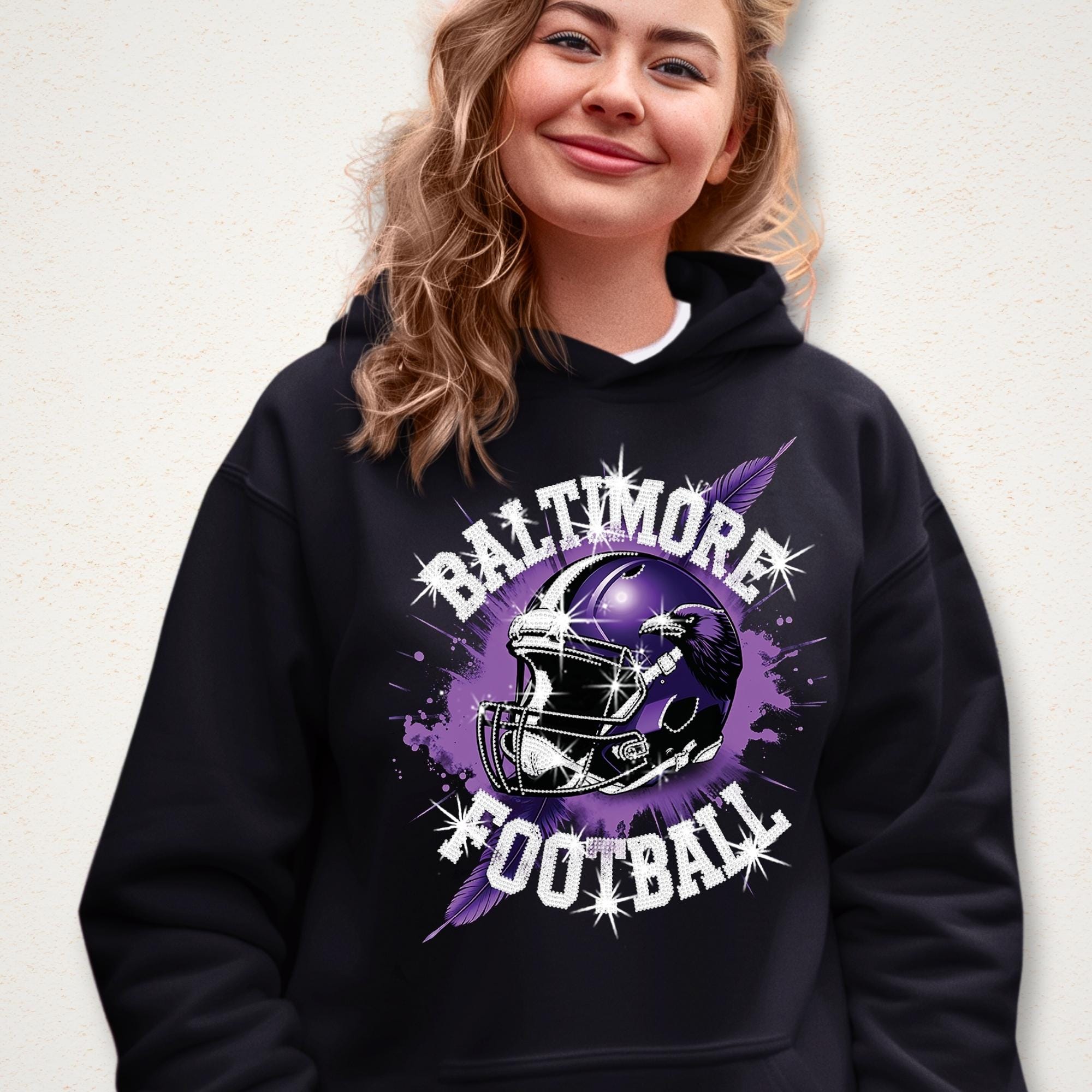 Bling Baltimore Football T-Shirt: Rhinestone Game Day Tee Secondary image
