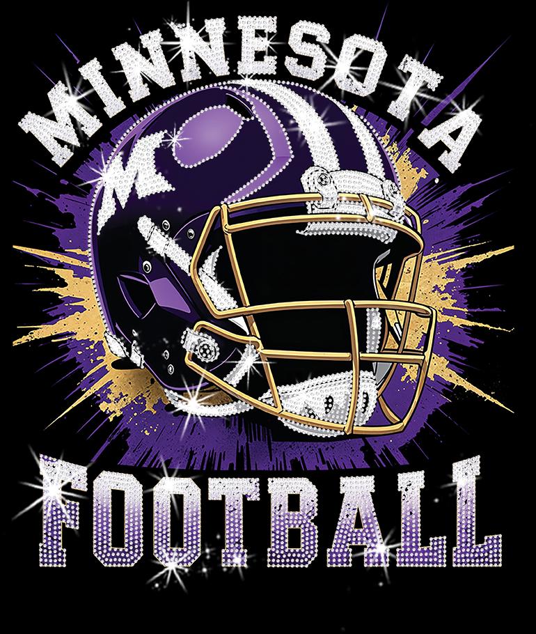 Minnesota Football Rhinestone Tee: Bling Game Day Shirt DTF Rhinestone Mix