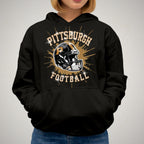 Pittsburgh Rhinestone Football Shirt: Game Day Bling Tee DTF and Rhinestone Mix