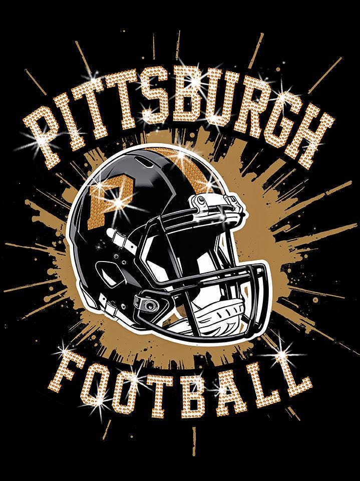 Pittsburgh Rhinestone Football Shirt: Game Day Bling Tee DTF and Rhinestone Mix