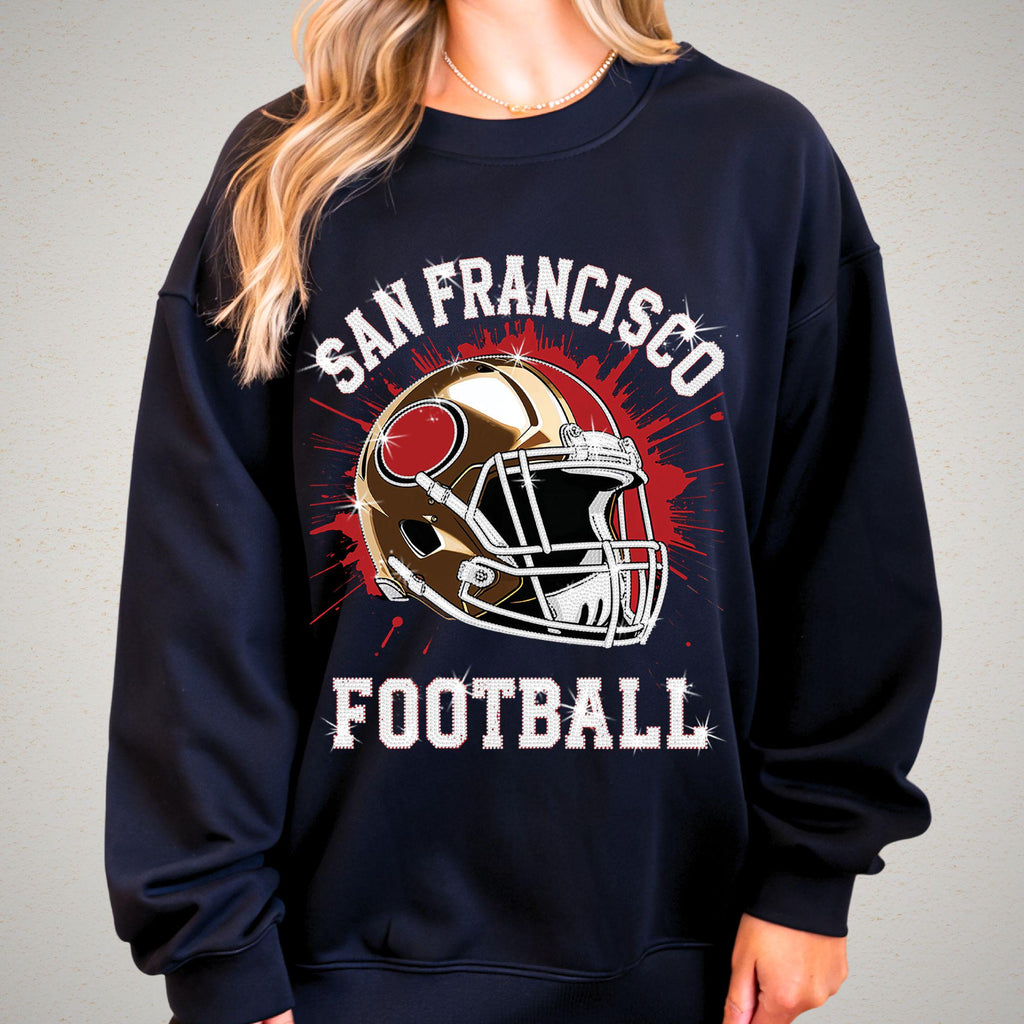 San Francisco Football Rhinestone Shirt: Bling Team Tee, Game Day Style DTF and Rhinestone Mix
