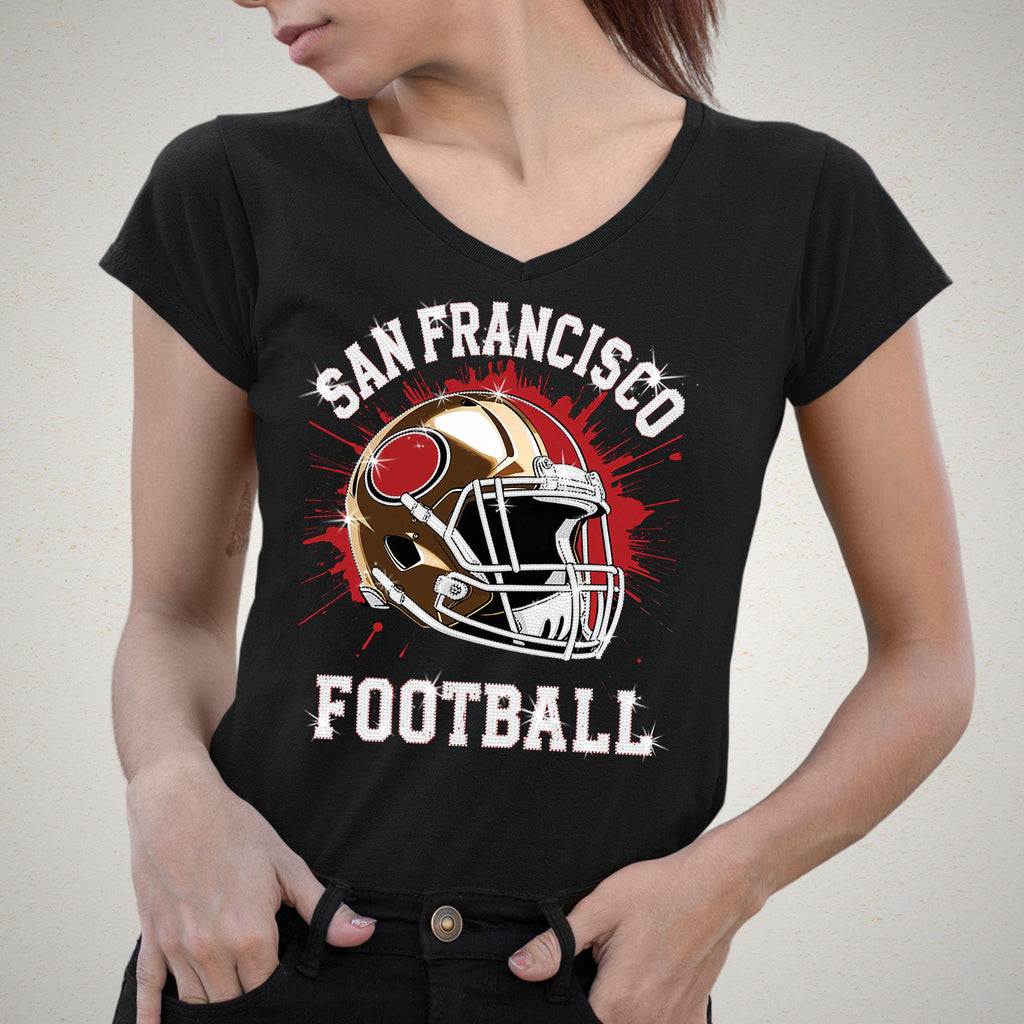 San Francisco Football Rhinestone Shirt: Bling Team Tee, Game Day Style DTF and Rhinestone Mix