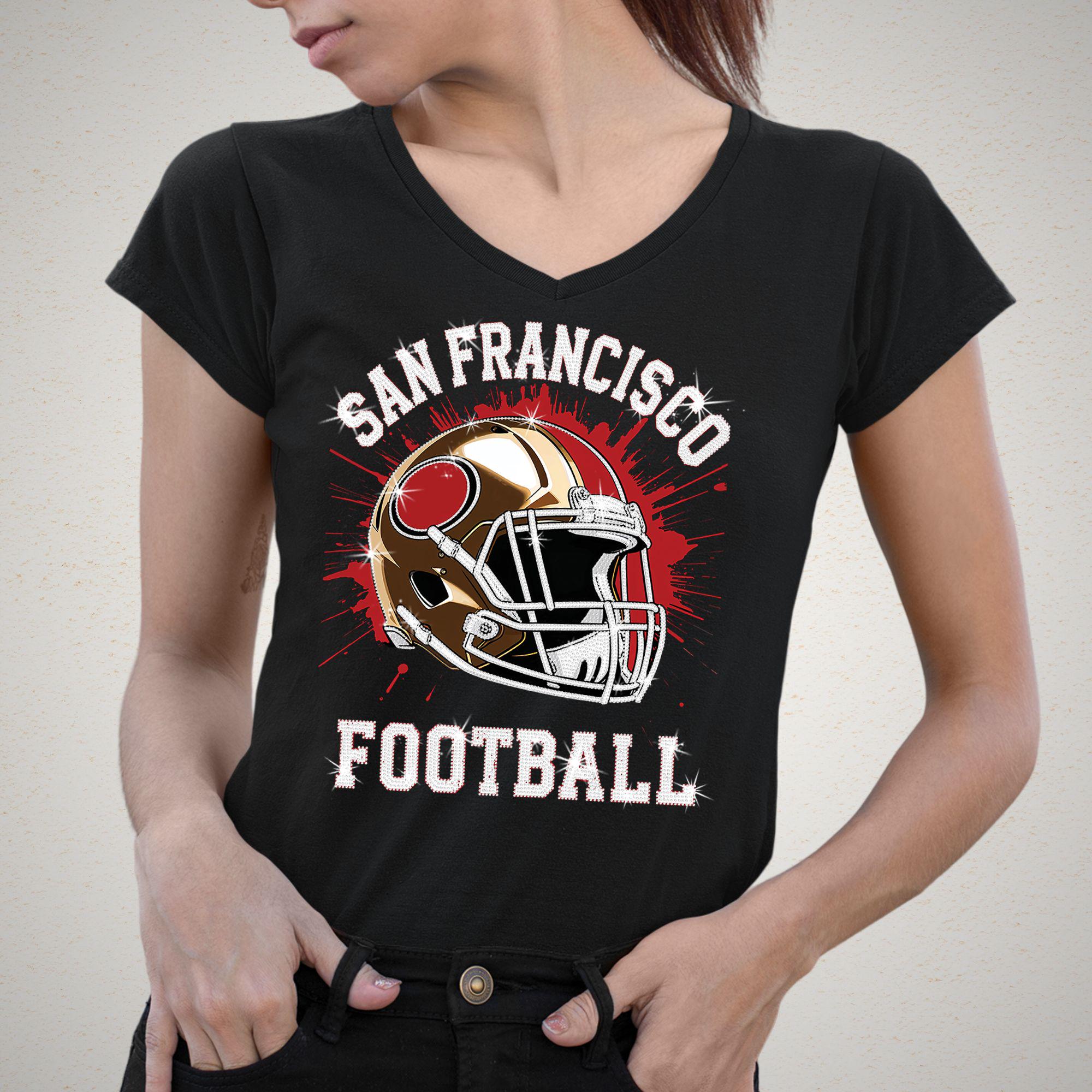 San Francisco Football Rhinestone Shirt: Bling Team Tee, Game Day Style DTF and Rhinestone Mix