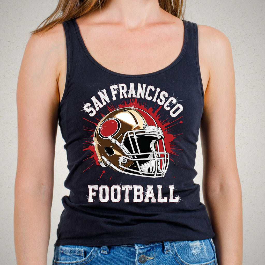 San Francisco Football Rhinestone Shirt: Bling Team Tee, Game Day Style DTF and Rhinestone Mix