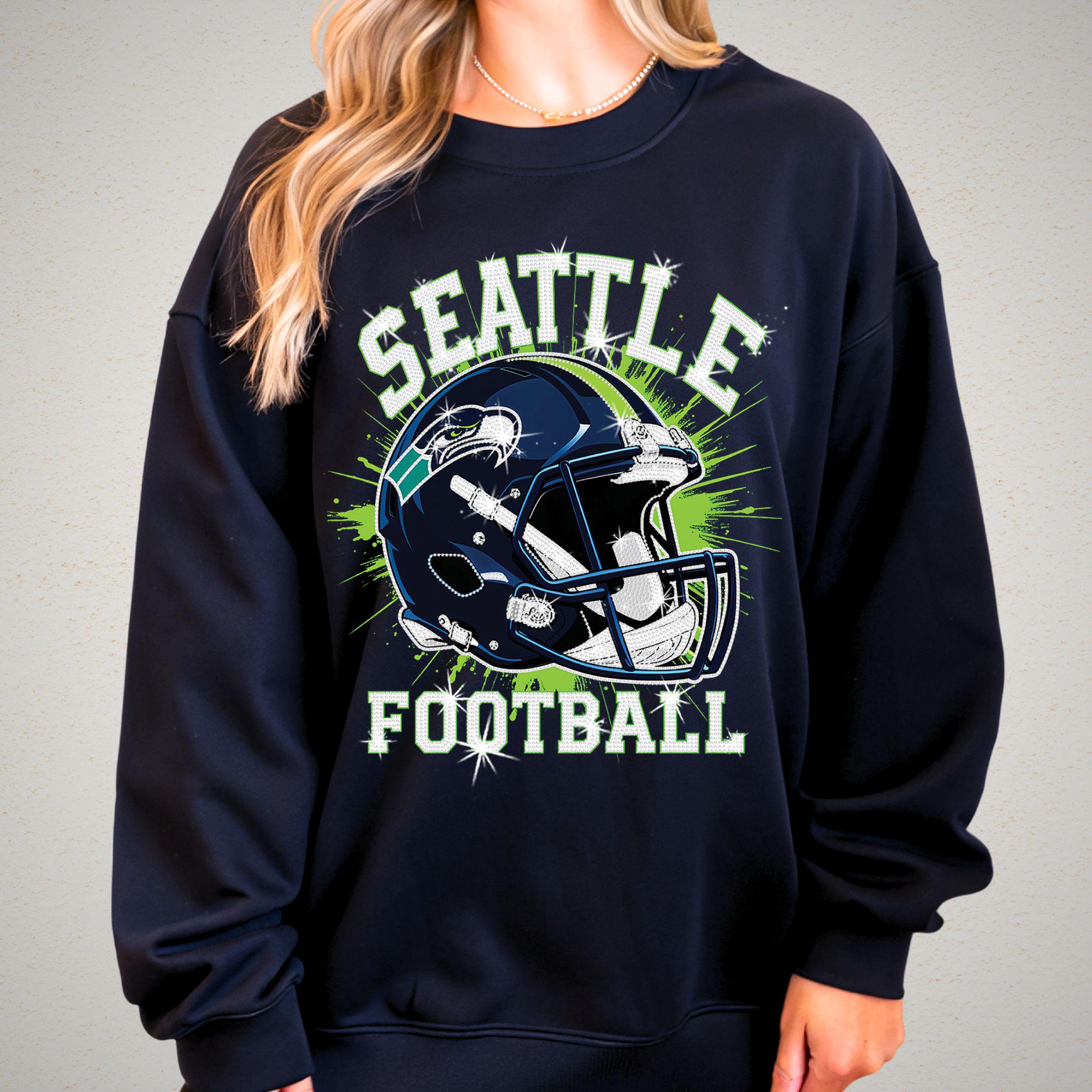 Seattle Football Rhinestone Shirt: Sparkly Game Day Tee