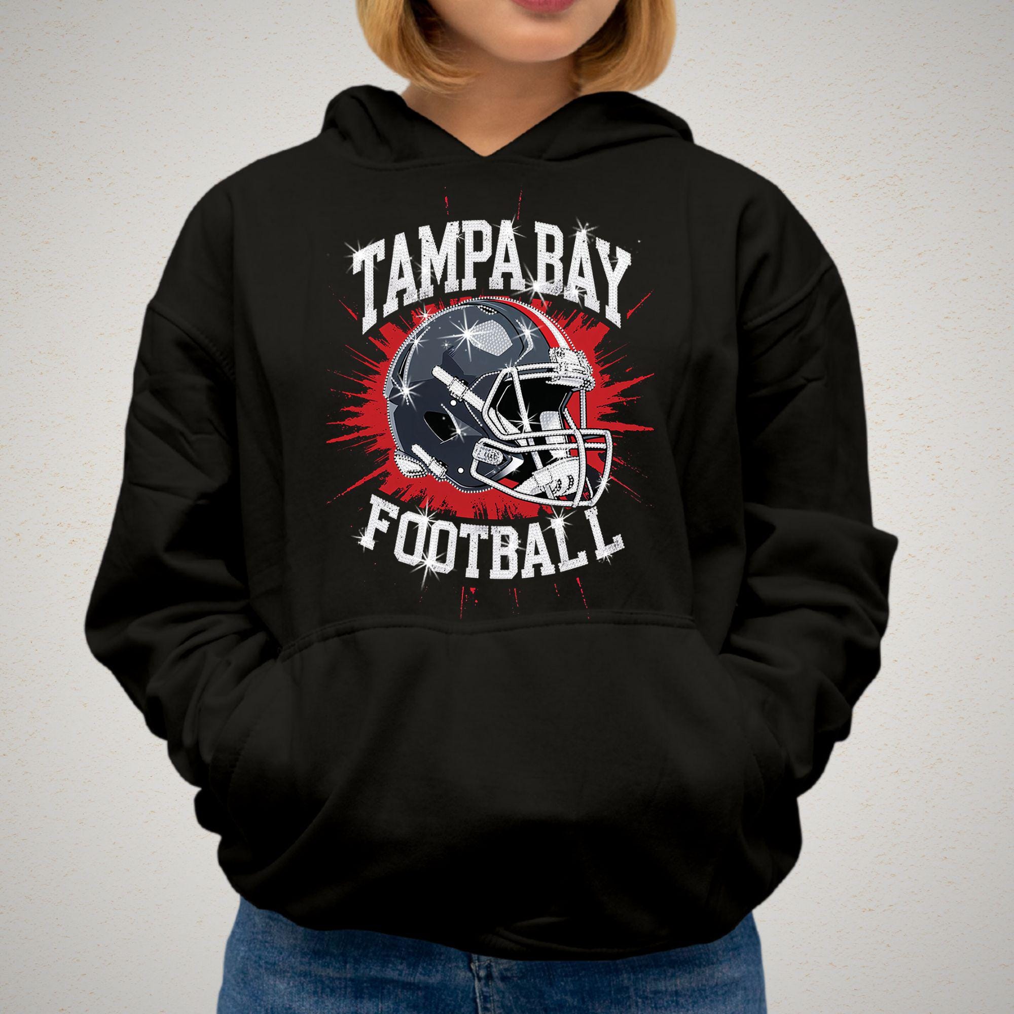 Tampa Bay Football Rhinestone Shirt: Game Day Sparkle Tee DTF and Rhinestone Mix