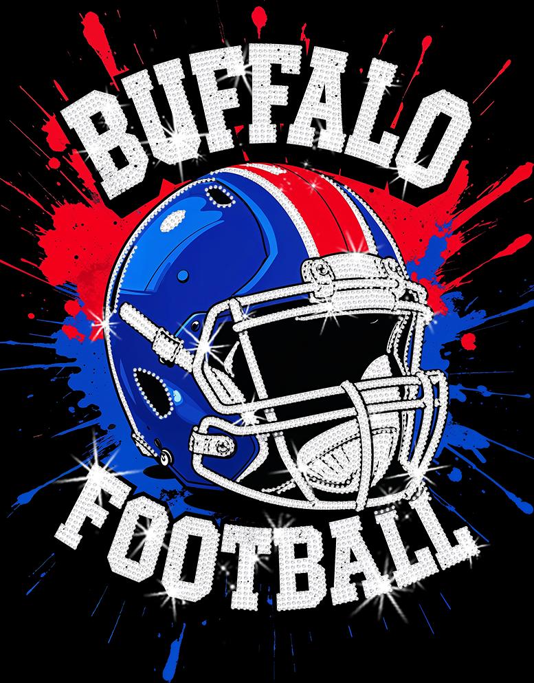 Buffalo Football Rhinestone Shirt: Game Day Bling Tee DTF and Rhinestone Mix