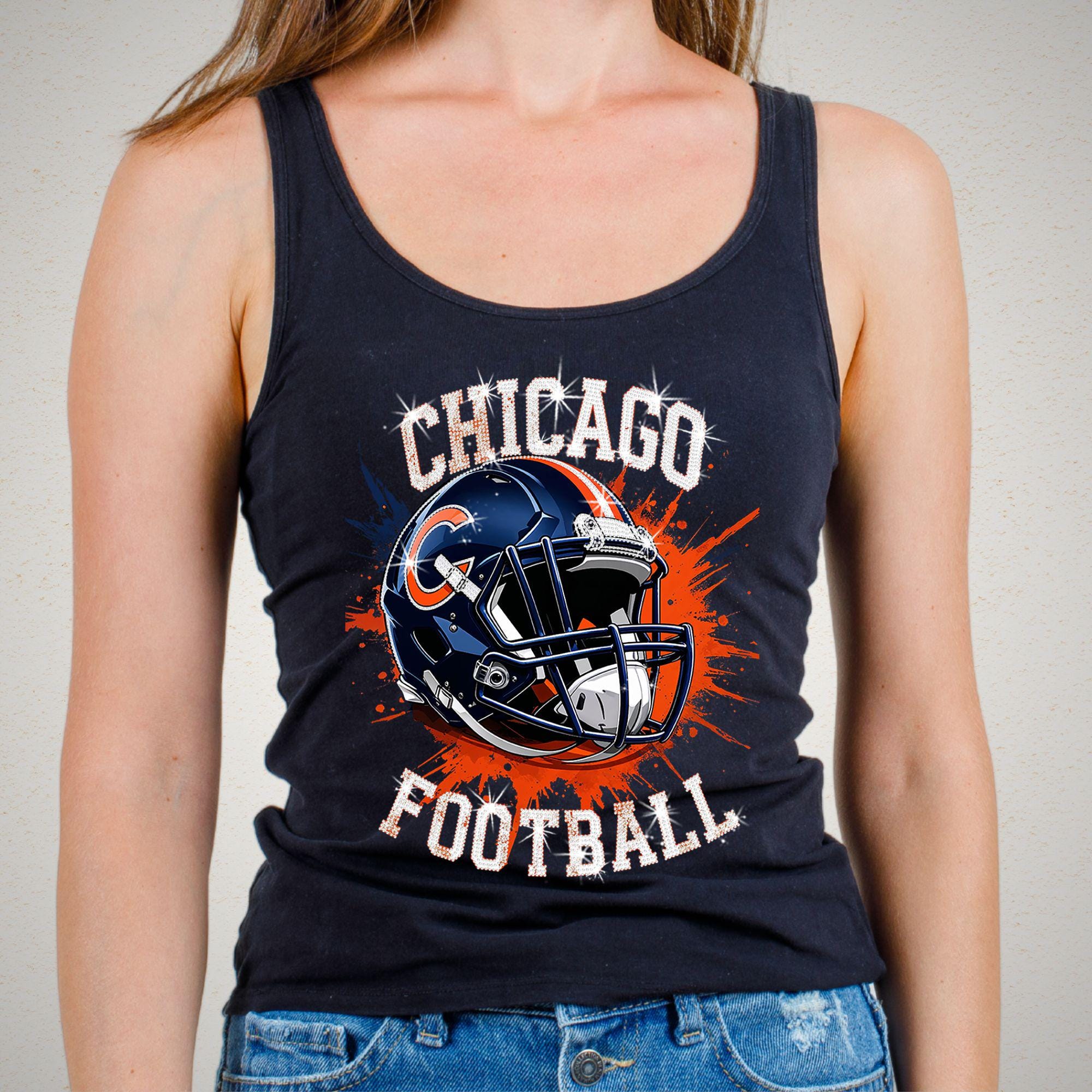 Chicago Football Bling Shirt: Rhinestone Game Day Tee DTF and Rhinestone Mix