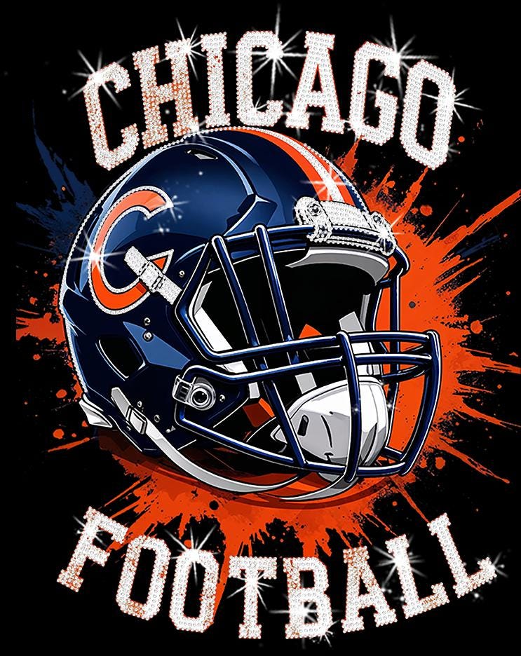 Chicago Football Bling Shirt: Rhinestone Game Day Tee DTF and Rhinestone Mix