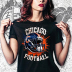 Chicago Football Bling Shirt: Rhinestone Game Day Tee DTF and Rhinestone Mix