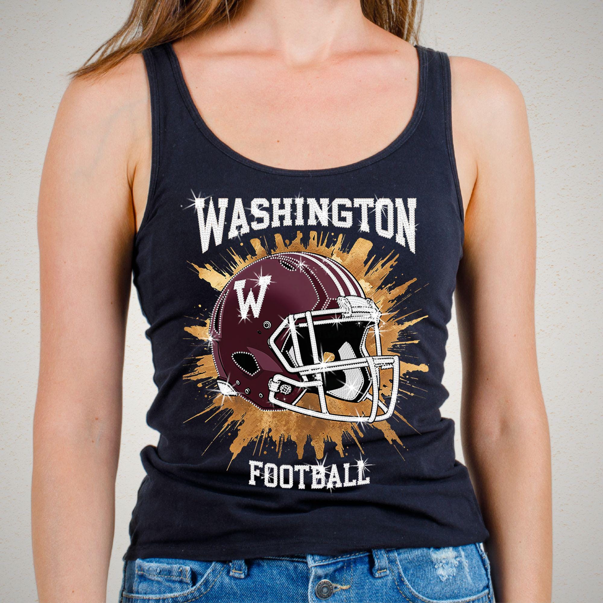 Washington Football Rhinestone Shirt: Game Day Bling Tee DTF and Rhinestone Mix Secondary image