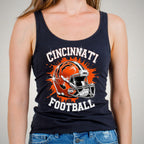 Cincinnati Rhinestone Football Shirt: Vintage Style Game Day Tee DTF Rhinestone Mix