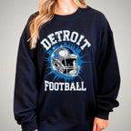 Detroit Football Rhinestone Shirt: Sparkly Game Day Tee DTF Rhinestone Mix