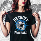 Detroit Football Rhinestone Shirt: Sparkly Game Day Tee DTF Rhinestone Mix
