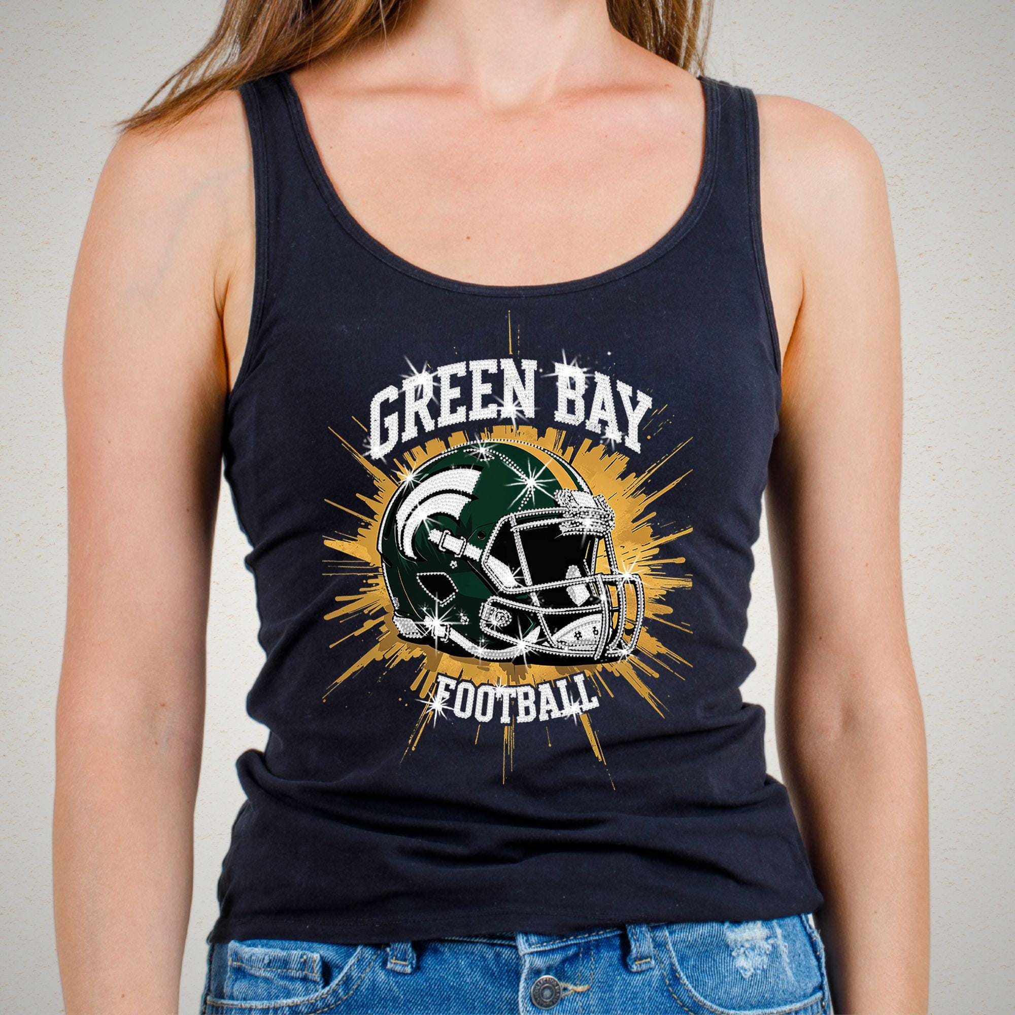 Green Bay Rhinestone Football Shirt: Game Day Bling T-Shirt DTF Rhinestone Mix Secondary image