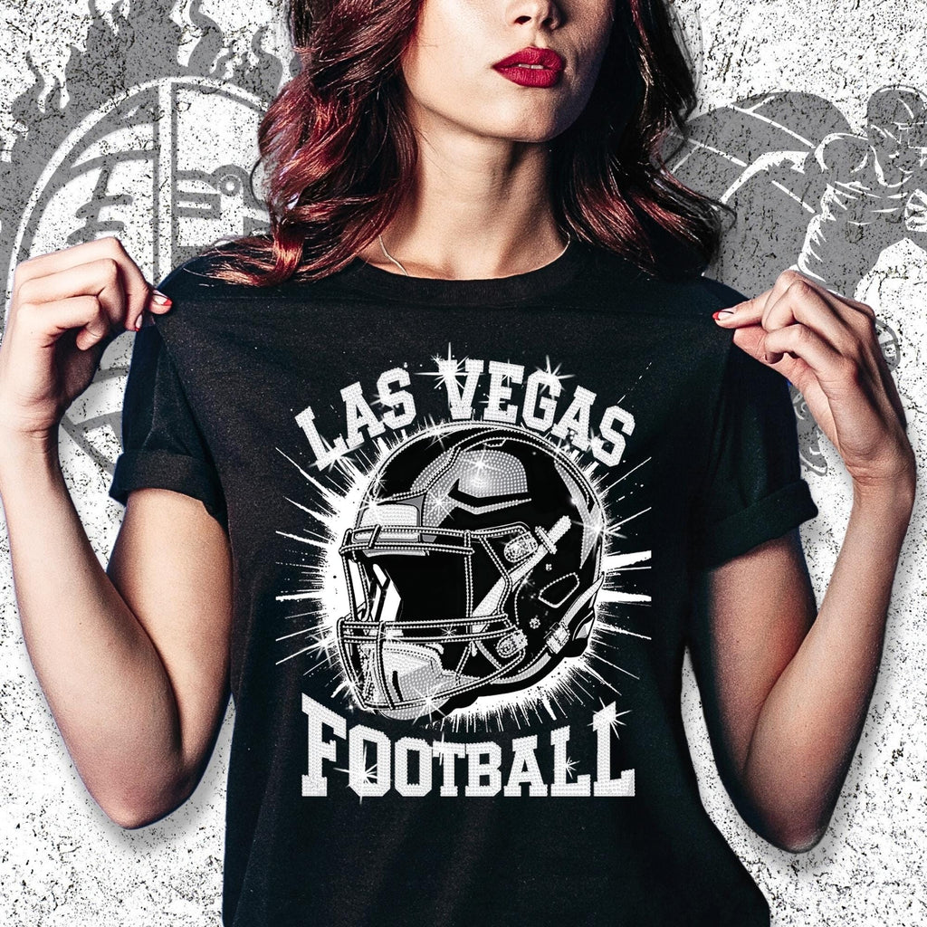 Las Vegas Football Rhinestone Shirt: Game Day Sparkle Tee DTF Rhinestone Mix