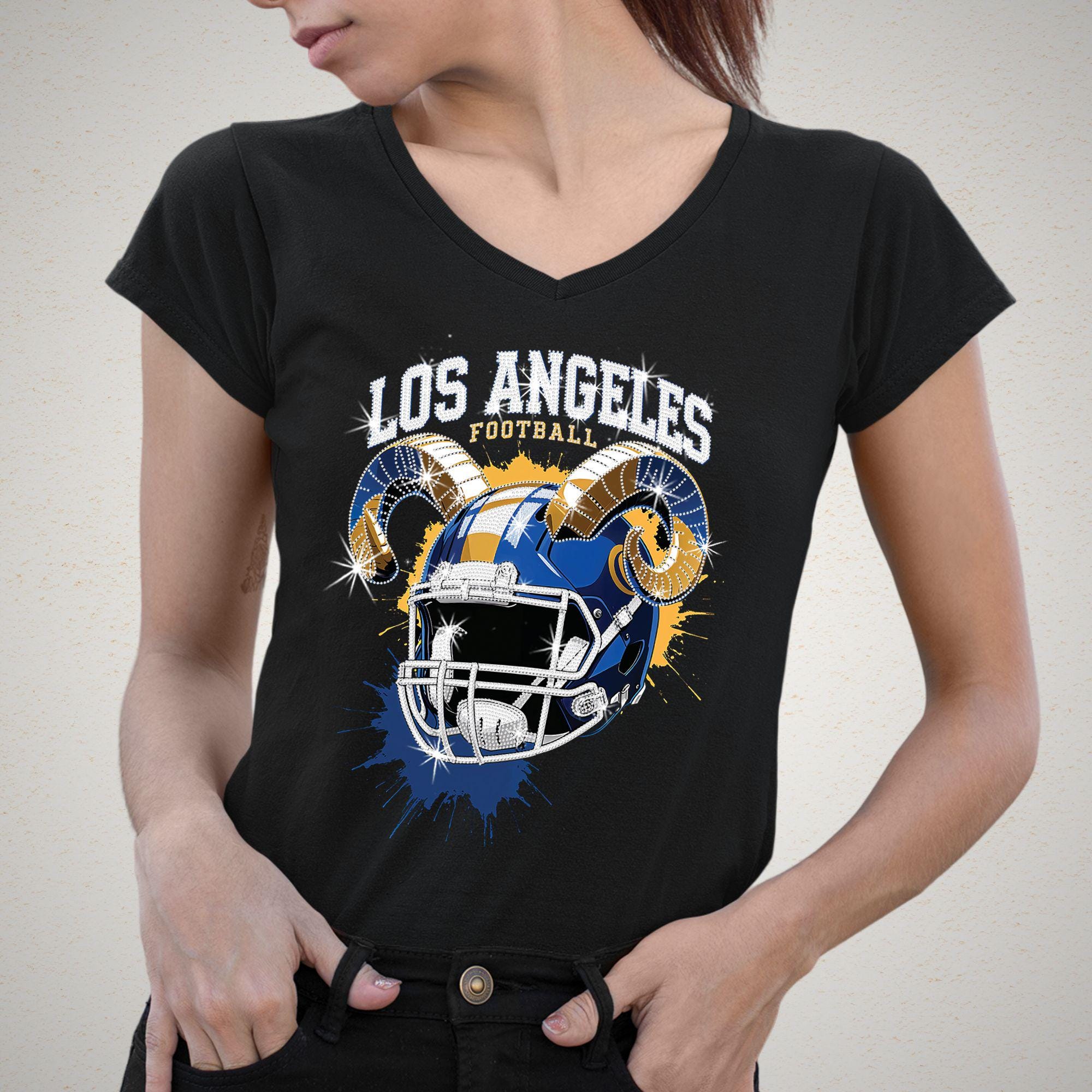 Los Angeles Rhinestone Football Shirt: Game Day Tailgate Tee