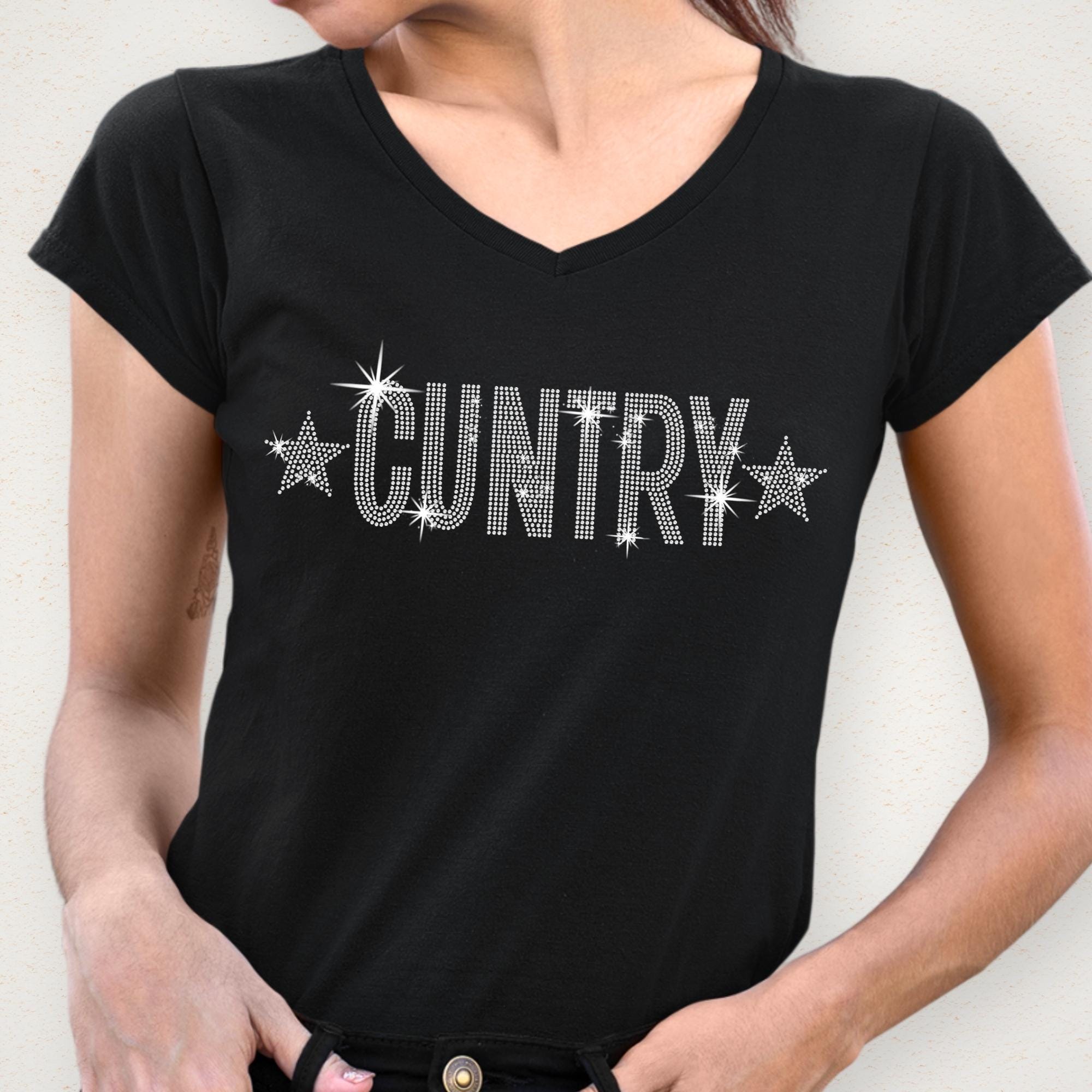 Sparkly Rhinestone Country Music Shirt: Funny Western Cowgirl Tee