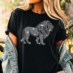 Rhinestone Lion Shirt: Sparkly Animal Tee, Trendy Women's Top