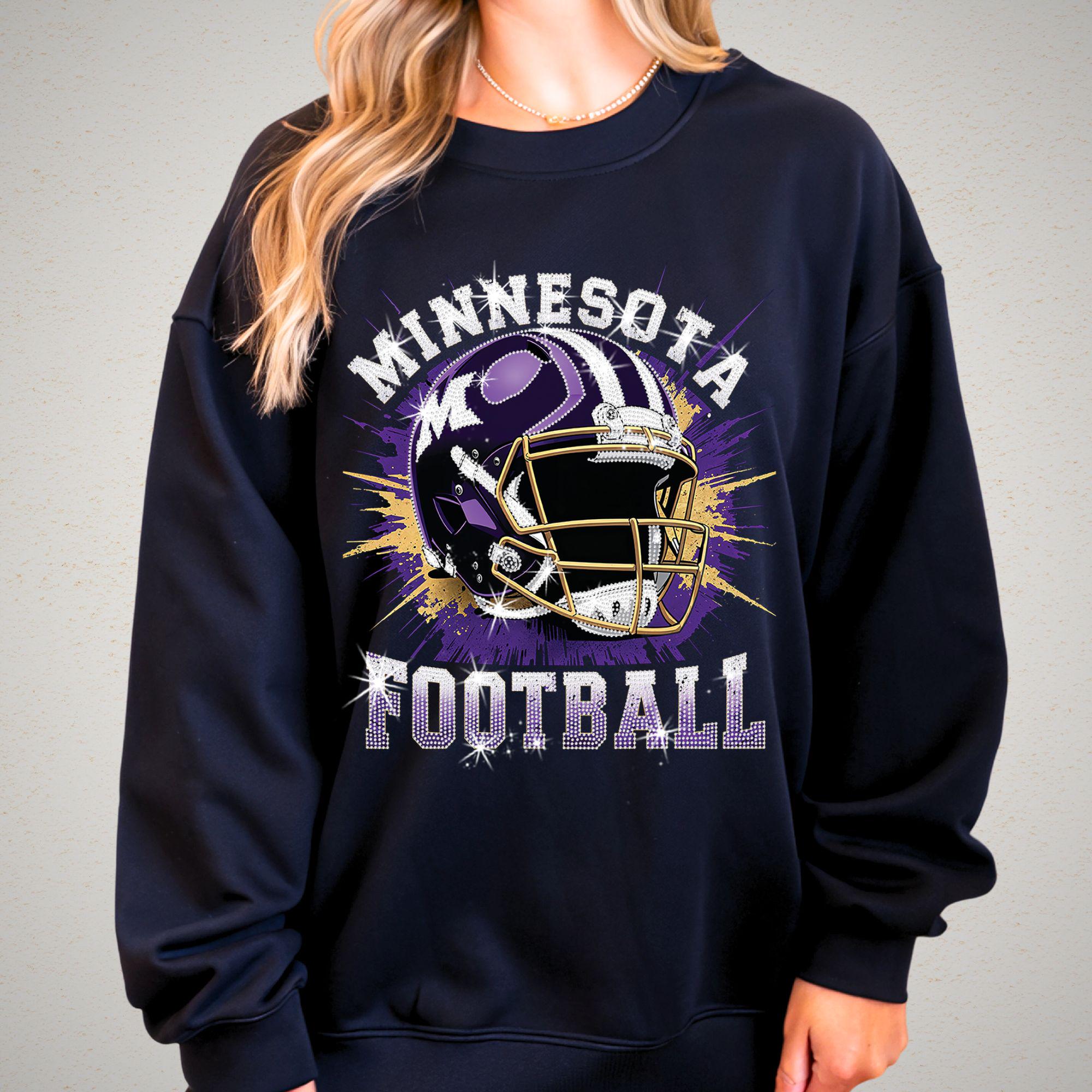 Minnesota Football Rhinestone Tee: Bling Game Day Shirt DTF Rhinestone Mix