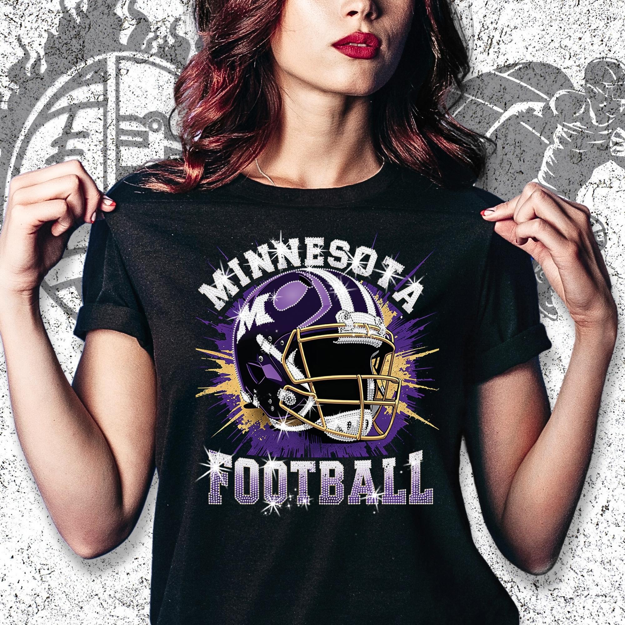 Minnesota Football Rhinestone Tee: Bling Game Day Shirt DTF Rhinestone Mix