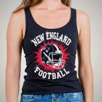 New England Sparkly Rhinestone Football Shirt: Game Day Bling Tee DTF and Rhinestone Mix