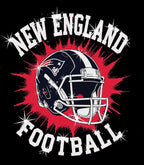 New England Sparkly Rhinestone Football Shirt: Game Day Bling Tee DTF and Rhinestone Mix