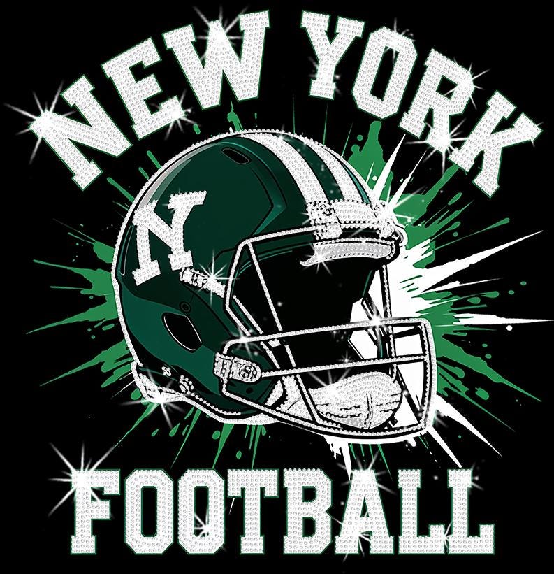 New York Football Rhinestone Bling Shirt: Game Day Tee DTF and Rhinestone Mix