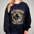 Pittsburgh Rhinestone Football Shirt: Game Day Bling Tee DTF and Rhinestone Mix