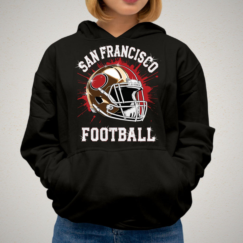 San Francisco Football Rhinestone Shirt: Bling Team Tee, Game Day Style DTF and Rhinestone Mix