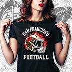 San Francisco Football Rhinestone Shirt: Bling Team Tee, Game Day Style DTF and Rhinestone Mix