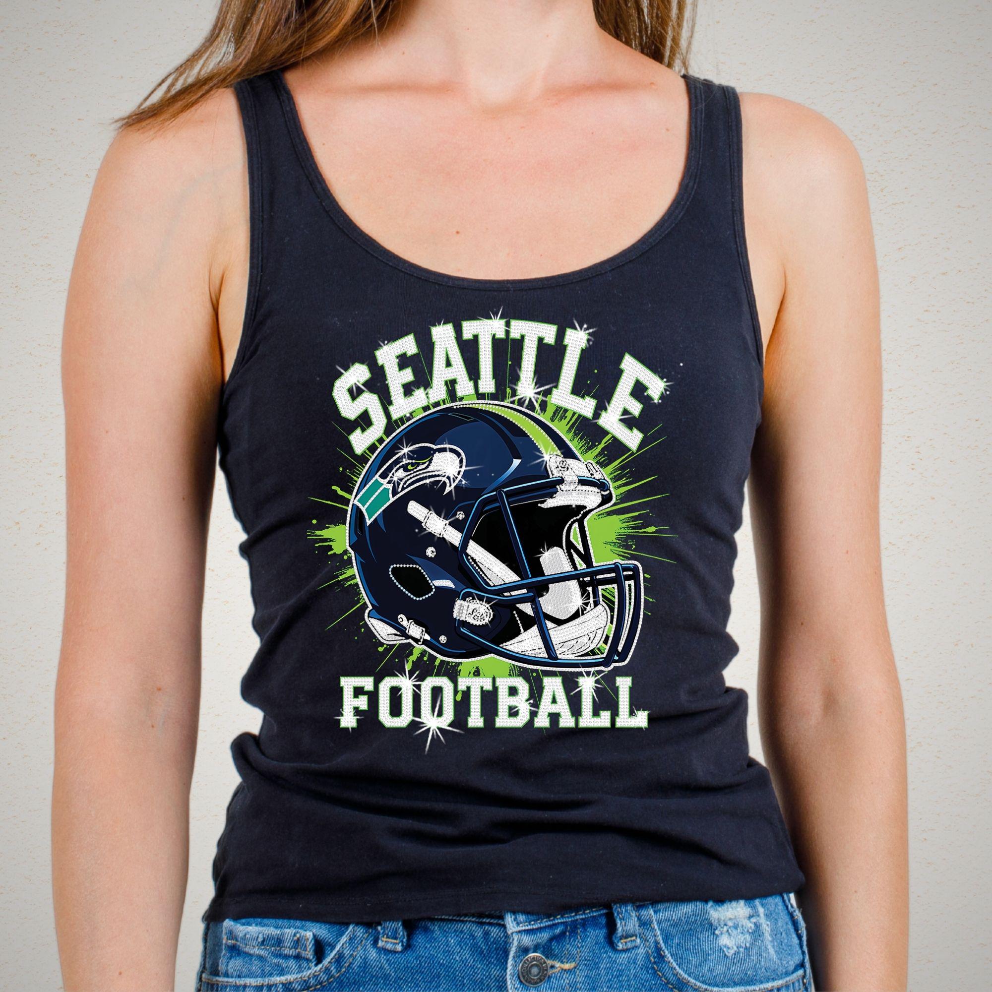 Seattle Football Rhinestone Shirt: Sparkly Game Day Tee