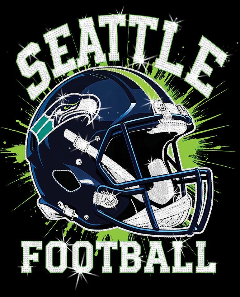Seattle Football Rhinestone Shirt: Sparkly Game Day Tee