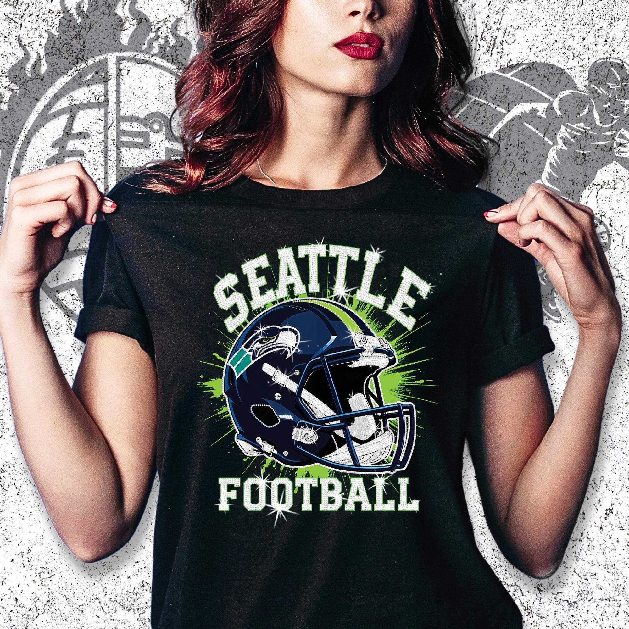 Seattle Football Rhinestone Shirt: Sparkly Game Day Tee