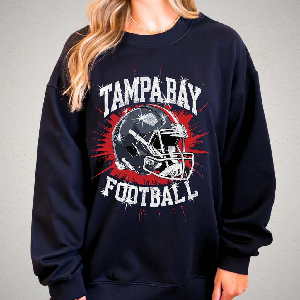 Tampa Bay Football Rhinestone Shirt: Game Day Sparkle Tee DTF and Rhinestone Mix