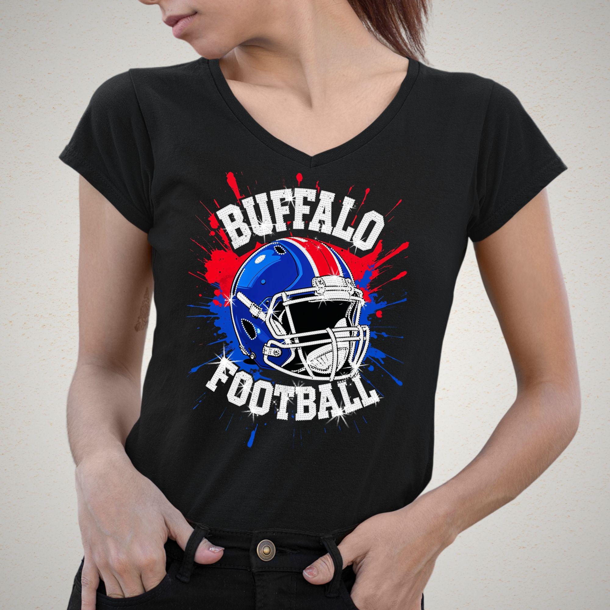 Buffalo Football Rhinestone Shirt: Game Day Bling Tee DTF and Rhinestone Mix