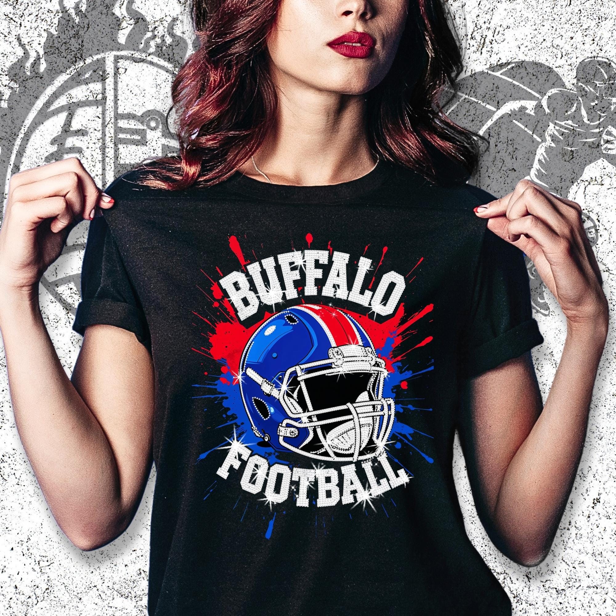 Buffalo Football Rhinestone Shirt: Game Day Bling Tee DTF and Rhinestone Mix Main image