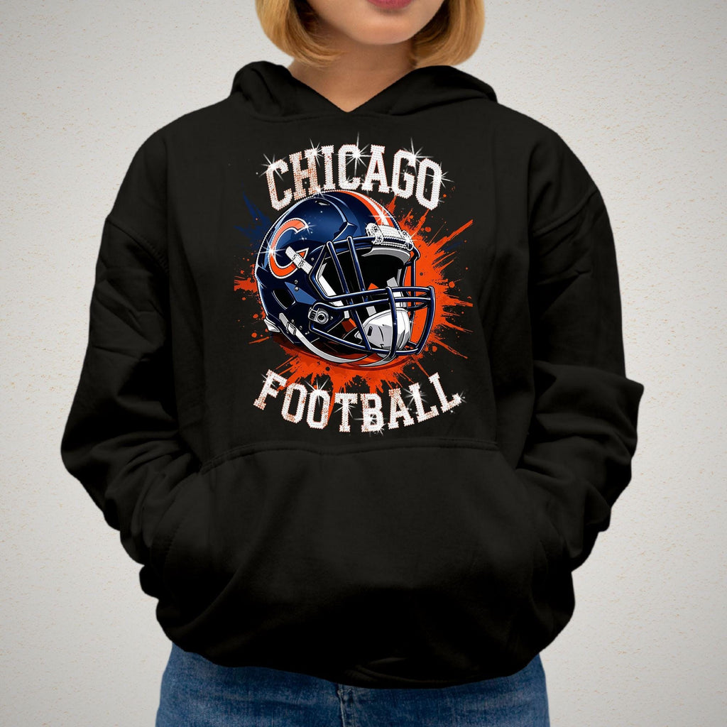 Chicago Football Bling Shirt: Rhinestone Game Day Tee DTF and Rhinestone Mix