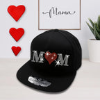 Rhinestone Heart Mom Snapback Hat: Sparkly Bling Baseball Cap